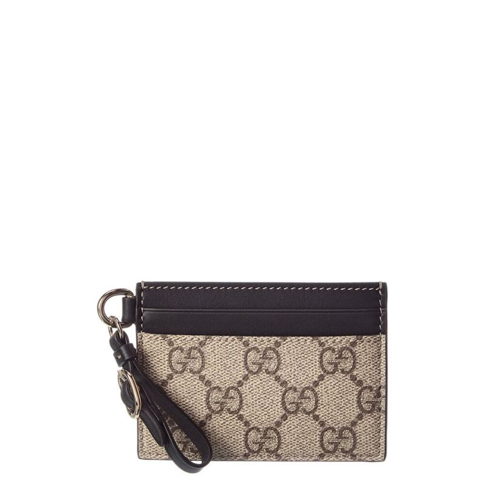 Gucci Emblem Gg Supreme Canvas & Leather Card Case